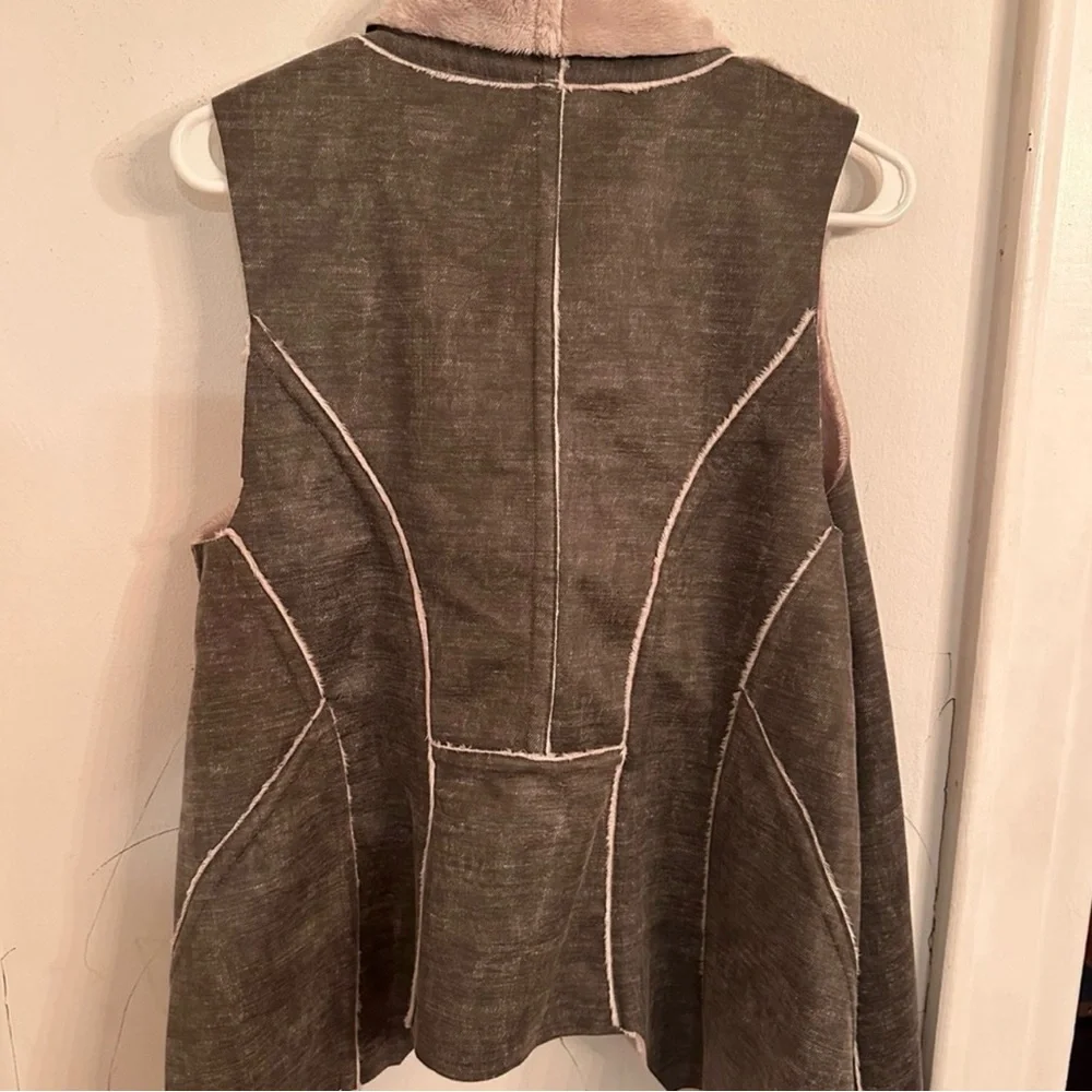 Boho Faux Shearling Vest Drape Open Front Cabin Core Western Layering Piece - Picture 4 of 8